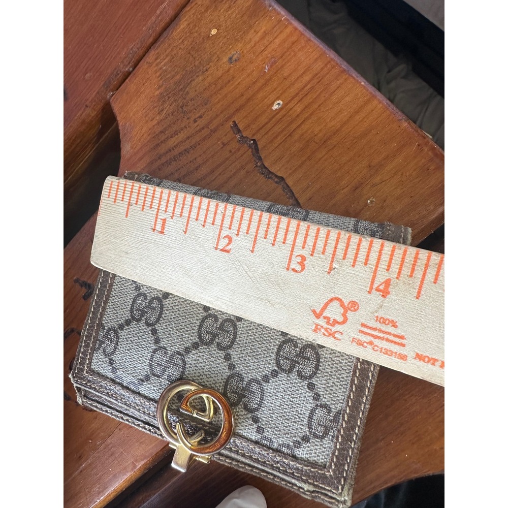 Vintage Gucci GG Supreme Monogram Bifold Wallet Brown Leather Interlocking G Log - Picture 14 of 16